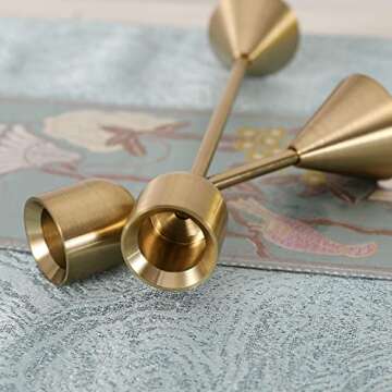 Brass Gold Candlestick Holder - Set of 3 Taper Candle Holder, Vintage Decorative Centerpiece for Table Mantel Wedding Housewarming Gift