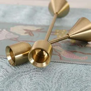 Brass Gold Candlestick Holder - Set of 3 Taper Candle Holder, Vintage Decorative Centerpiece for Table Mantel Wedding Housewarming Gift