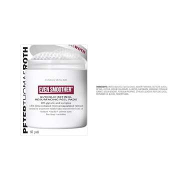 Peter Thomas Roth | Even Smoother Glycolic Retinol Resurfacing Peel Pads | Glycolic Acid Facial Peel with Retinol for Uneven Texture and Tone, 60 ct.