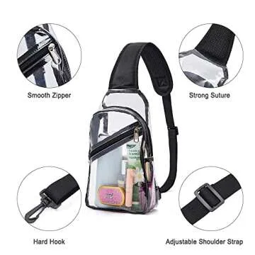 Dotpraise Clear Sling Bag Stadium Approved for Everyday Use