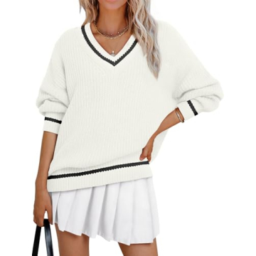 LILLUSORY Women’s Oversized V Neck Sweater for Trendy Fall Outfits