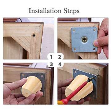 uxcell Solid Wood Furniture Legs - Easy Installation Set of 4