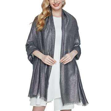 PANTONIGHT Women's Sparkling Metallic Evening Shawl Lightweight Wedding Shawl Extra Large Dressy Sha...