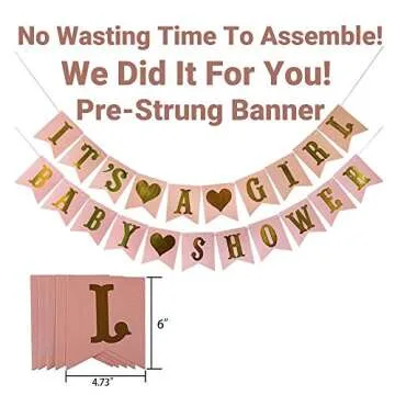 PGN Art Pink and Gold Baby Shower Decorations For Girl GROWING A PRINCESS Mom To Be Sash IT'S A GIRL Garland Bunting Banner Tissue Paper Flower Pom Poms Paper Lanterns Party Decoration