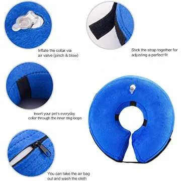 VST Comfortable Inflatable Cone Collar for Dogs,Adjustable Soft Pet Recovery Collar Prevent Pets fro...