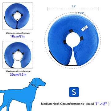VST Comfortable Inflatable Cone Collar for Dogs,Adjustable Soft Pet Recovery Collar Prevent Pets from Touching Biting Scratching at Injuries Wounds (S)