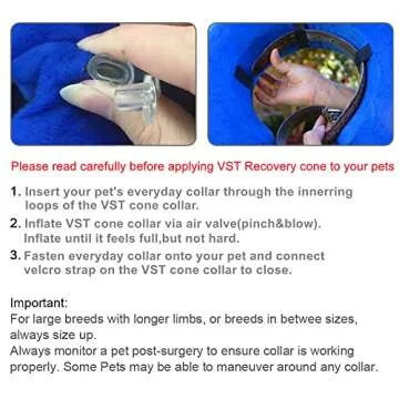 VST Comfortable Inflatable Cone Collar for Dogs,Adjustable Soft Pet Recovery Collar Prevent Pets from Touching Biting Scratching at Injuries Wounds (S)