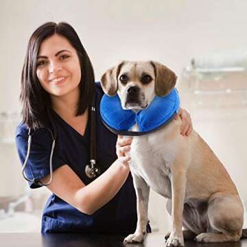 VST Comfortable Inflatable Cone Collar for Dogs,Adjustable Soft Pet Recovery Collar Prevent Pets from Touching Biting Scratching at Injuries Wounds (S)