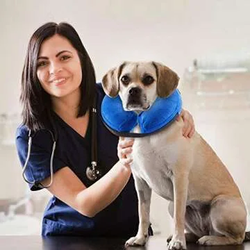VST Comfortable Inflatable Cone Collar for Dogs,Adjustable Soft Pet Recovery Collar Prevent Pets from Touching Biting Scratching at Injuries Wounds (S)