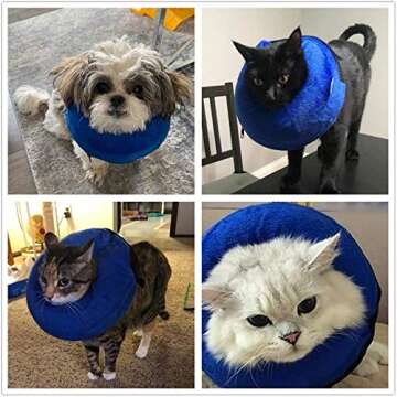 VST Comfortable Inflatable Cone Collar for Dogs,Adjustable Soft Pet Recovery Collar Prevent Pets from Touching Biting Scratching at Injuries Wounds (S)