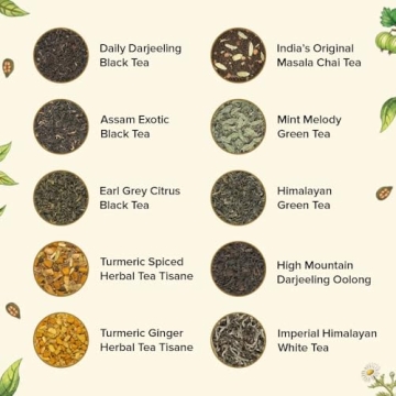 VAHDAM Assorted Loose Leaf Tea Sampler 10 Teas Gift Set