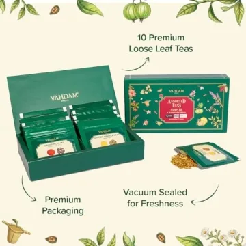 VAHDAM Assorted Loose Leaf Tea Sampler 10 Teas Gift Set