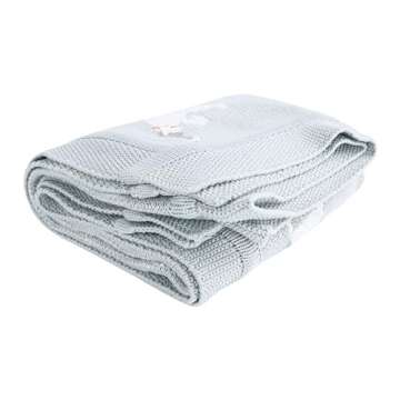 Creative Co-Op DF2527 40" L x 32" W Cotton Knit Baby Dog Blanket, Blue, Small