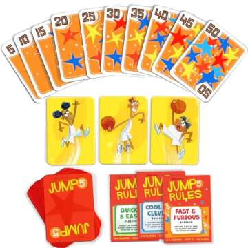 Melon Rind Jump 5, Math Game for Kids Learning Multiples of 5, Lively Basketball Themed Card Game, a Fun Math Activity for Boosting Confidence, Quick and Easy Screenless Fun, Ages 7+