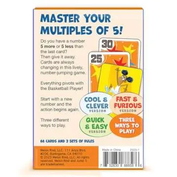 Melon Rind Jump 5, Math Game for Kids Learning Multiples of 5, Lively Basketball Themed Card Game, a Fun Math Activity for Boosting Confidence, Quick and Easy Screenless Fun, Ages 7+