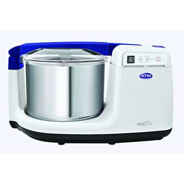 Elgi Ultra Bigg+T 2.5 Litre Table Top Wet Grinder with Timer and Atta Kneader, 110 Volt, White