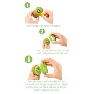 Fast Peel Any Fruit Or Soft Vegetable With Ease. Kiwi Slicer Peeler Pitter Scooper, Mango And Kimi Corer, Kiwi Fruit Scoop Kitchern Tool_Green