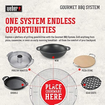 Weber Gourmet BBQ System Hinged Cooking Grate for Charcoal Grills