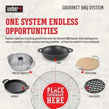 Weber Gourmet BBQ System Hinged Cooking Grate for Charcoal Grills