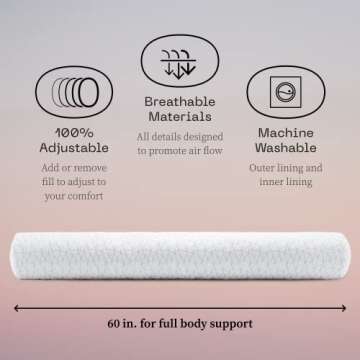 Coop Home Goods Adjustable Maternity Pillow - Memory Foam, Washable Cover, Full Body Support