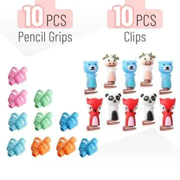 Mr. Pen- Pencil Grips for Kids Handwriting, 20 PCS (10 Finger Grips+10 Clips), Pencil Grips, Pencil Grips for Kids, Pencil Holder For Kids, Pencil Grippers, Finger Grips For Pencils, Pen Grip