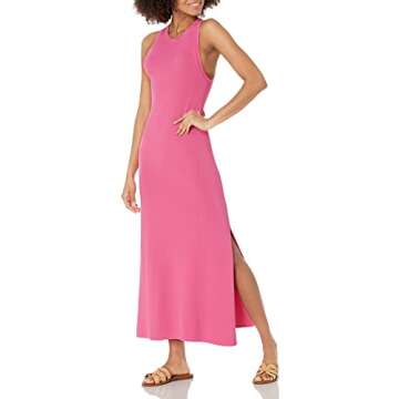 The Drop Women's Gabriela High Neck Side Slit Maxi Sweater Dress, Rose Pink, M