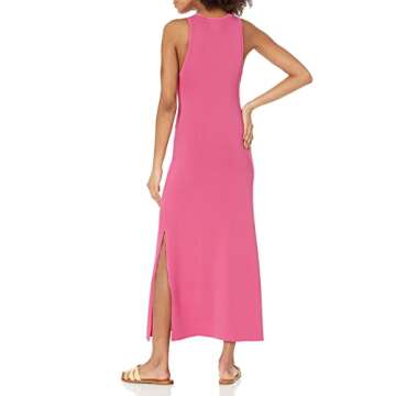 The Drop Women's Gabriela High Neck Side Slit Maxi Sweater Dress, Rose Pink, M