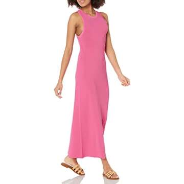 The Drop Women's Gabriela High Neck Side Slit Maxi Sweater Dress, Rose Pink, M