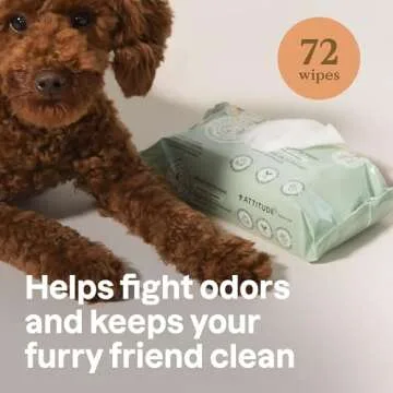 ATTITUDE Pet Grooming Wipes, Plant and Mineral-Based Ingredients, Vegan and Cruelty-Free Biodegradab...