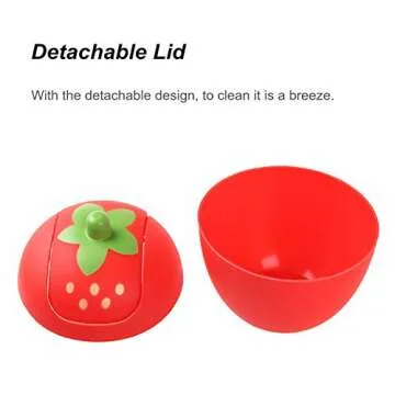 Manafun Cute Mini Waste Bins, Strawberry Desk Trash Can Roll Cover Wastebasket, Food Organizer for Office, Room, Desk, Bathroom (Pink)