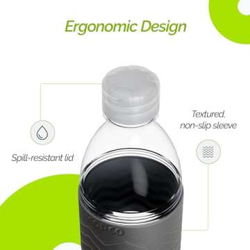 Copco Hydra Water Bottle with Spill-Resistant Lid, 16.9 oz - Reusable Tritan Non-Slip Sleeve, Twist-Open Body - BPA-Free, Leak-Proof, Durable & Portable for Gym, Office, School (Purple)