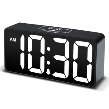 DreamSky Small Digital Alarm Clock for Bedroom - Jumbo LED Display, USB Charging, Adjustable Volume,...