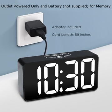 DreamSky Alarm Clock with Large Display & USB Port