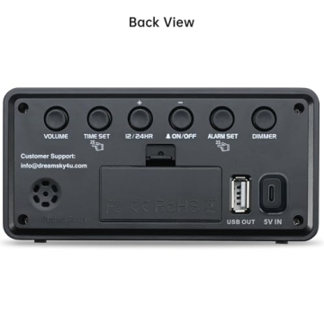 DreamSky Alarm Clock with Large Display & USB Port