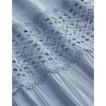 ZESICA Women's 2024 Summer Bohemian Strapless Off Shoulder Lace Trim Backless Flowy A Line Beach Long Maxi Dress,SkyBlue,Large