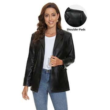 Fahsyee Women's Faux Leather Blazer Jackets - Chic & Versatile