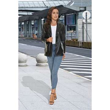Fahsyee Women's Faux Leather Blazer Jackets - Chic & Versatile