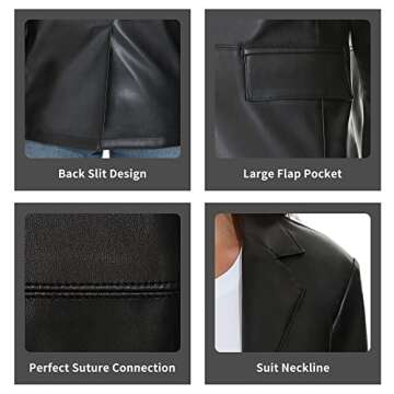 Fahsyee Women's Faux Leather Blazer Jackets - Chic & Versatile