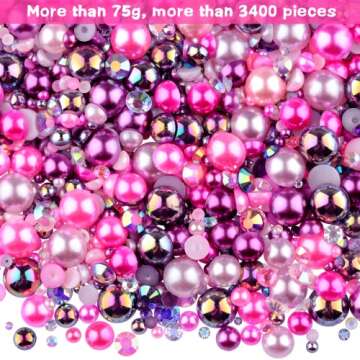 Kikonoke 75g Mix Resin Pearls Rhinestones Kit, 3-10mm Half Pearls and 2-6mm Flatback Rhinestones for...