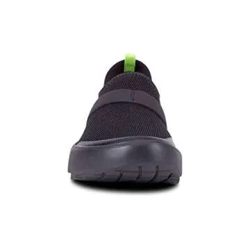 OOFOS Women's OOmg Shoe - Post Exercise Active Recovery Footwear Plantar Fasciatis & Impact Absorbing Orthopedic Foot & Heel Pain Relief Sneaker - Black/Black - W5
