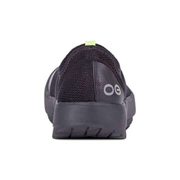 OOFOS Women's OOmg Shoe - Post Exercise Active Recovery Footwear Plantar Fasciatis & Impact Absorbing Orthopedic Foot & Heel Pain Relief Sneaker - Black/Black - W5