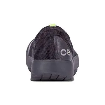 OOFOS Women's OOmg Shoe - Post Exercise Active Recovery Footwear Plantar Fasciatis & Impact Absorbing Orthopedic Foot & Heel Pain Relief Sneaker - Black/Black - W5