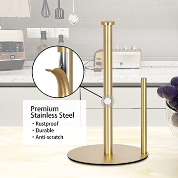 Gold Stainless Steel Paper Towel Holder for Kitchen