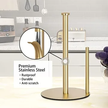 Gold Stainless Steel Paper Towel Holder for Kitchen