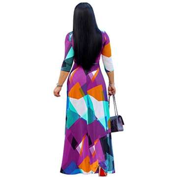 FANDEE Plus Size Maxi Dress for Women Summer Sundress V-Neck 3/4 Sleeve Multicoloured X-Large