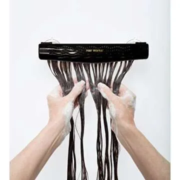 Hair Works 4-in-1 Hair Extension Style Caddy - The Original Hair Extension Holder Designed To Securely Hold Your Extensions While You Wash, Style, Pack and Store Them (Black)