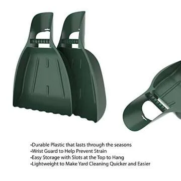 Leaf Scoops Hand Rakes - Lightweight, Durable Grabber Tool for Scooping Up Leaves, Spreading Mulch, Gardening, and Yard Work by Pure Garden (Green)