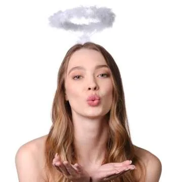 Funcredible White Angel Halo Headband - Feathered Halo - Halloween Headband - Angel Costume Accessory - For Women, Men & Kids