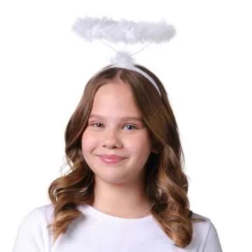 Funcredible White Angel Halo Headband - Feathered Halo - Halloween Headband - Angel Costume Accessory - For Women, Men & Kids
