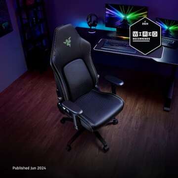 Razer Iskur V2 Gaming Chair: Adaptive Lumbar Support - Adjustable Lumbar Curve - High Density Foam Cushions - Reactive Seat Tilt &152-degree Recline - 4D Armrests - Synthetic Leather - Black/Green